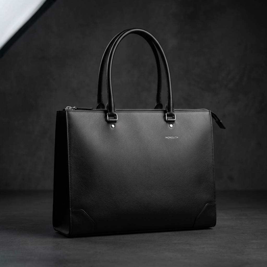 Minimalist Black Leather Tote