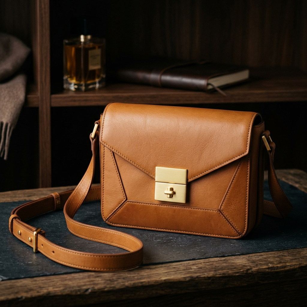Camel Brown Leather Crossbody