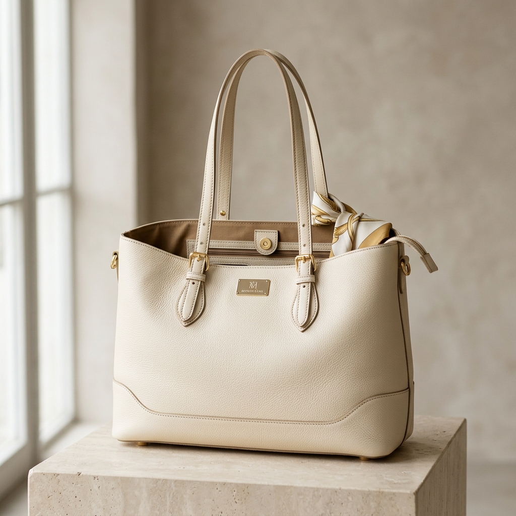 Classic Cream Leather Tote