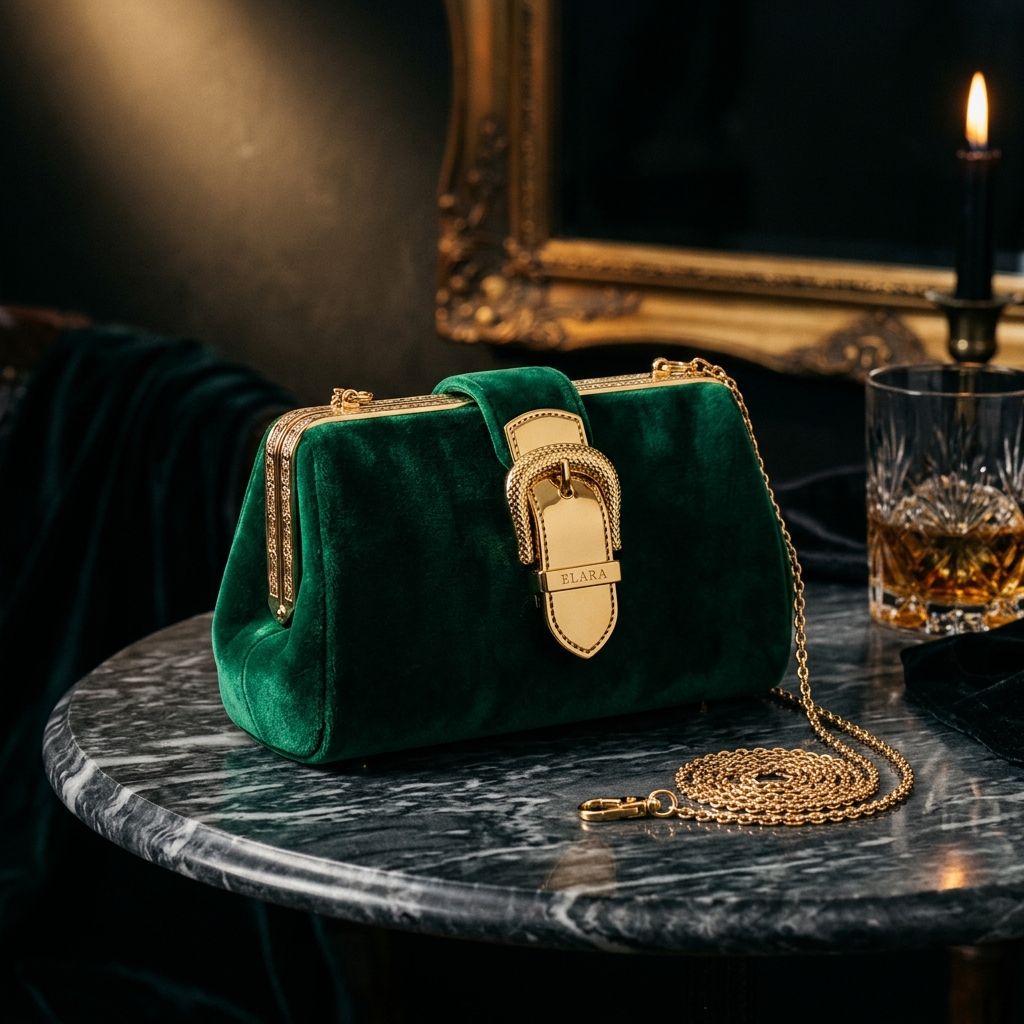 Emerald Velvet Clutch