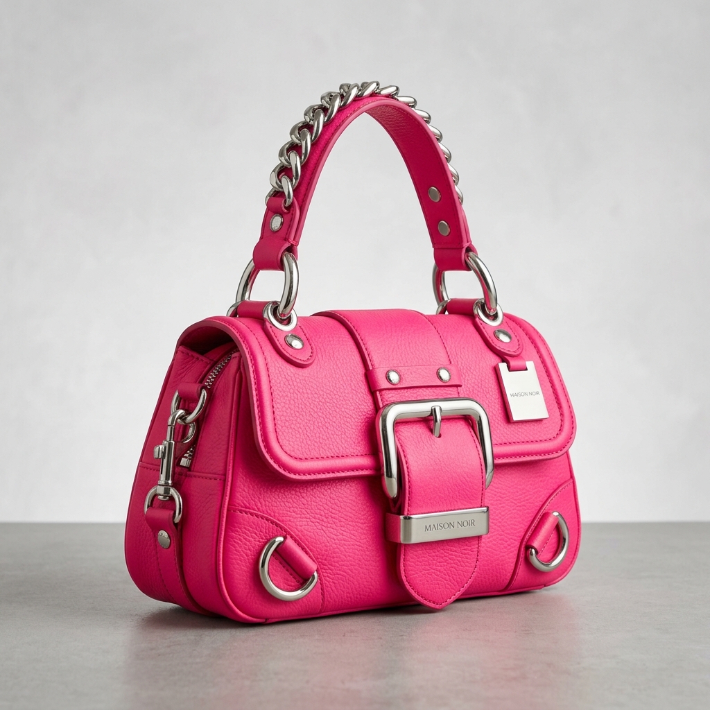 Neon Pink Leather Handbag