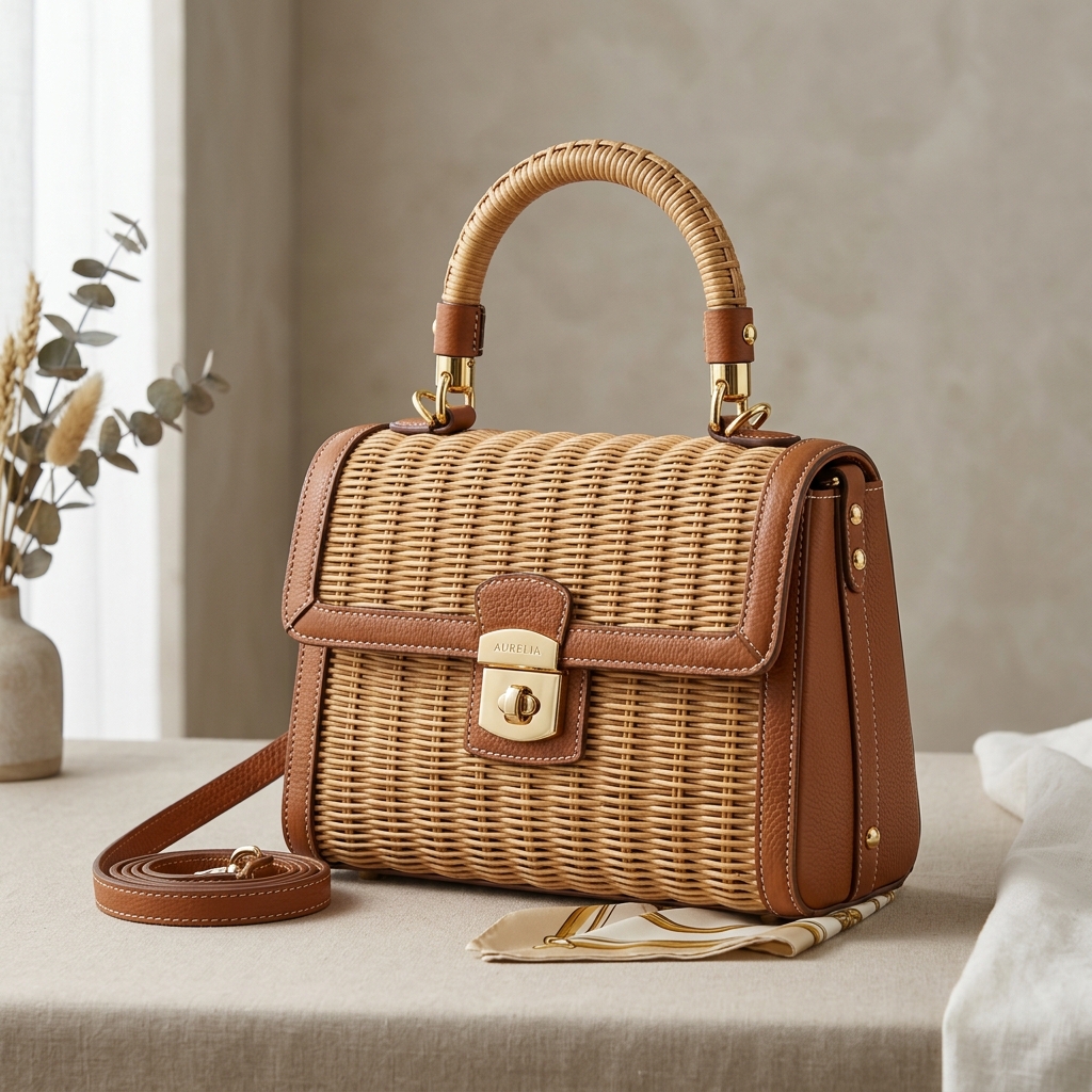 Woven Rattan Top Handle